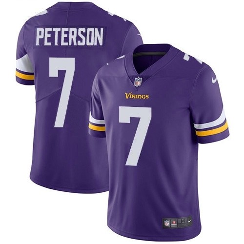 Youth Nike Vikings #7 Patrick Peterson Purple Team Color Stitched NFL Vapor Untouchable Limited Jersey