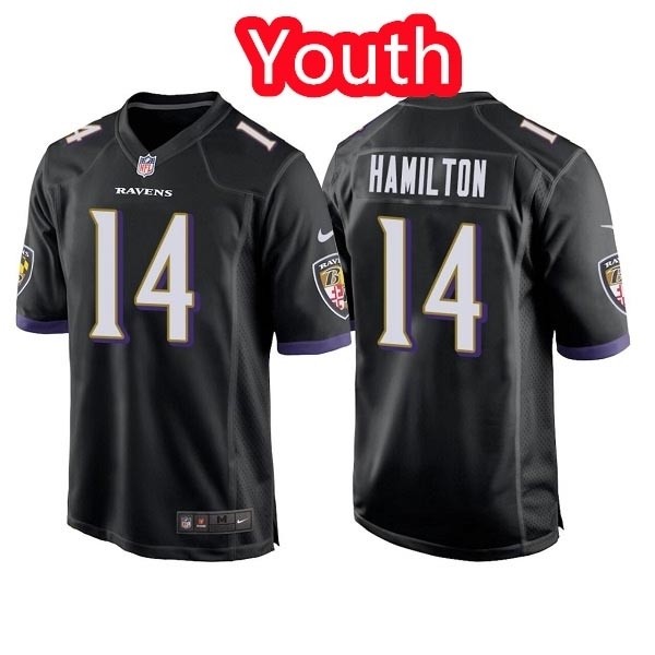 Youth Nike Vikings #14 Kyle Hamilton Black NFL Vapor Untouchable Limited Jersey