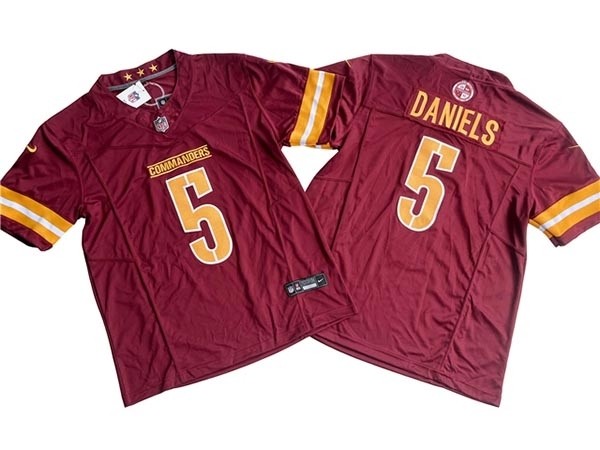 Men's Washington Commanders #5 Jayden Daniels Burgundy Vapor F.U.S.E. Limited Jersey