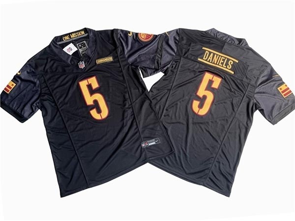 Men's Washington Commanders #5 Jayden Daniels Black Vapor F.U.S.E. Limited Jersey