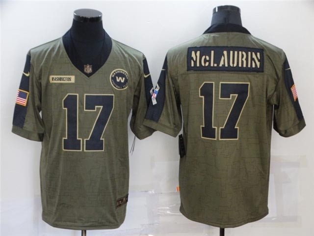 Washington Football Team #17 Terry McLaurin 2021 Olive Salute To Service Limited Jersey