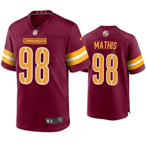 Men's Washington Commanders #98 Phidarian Mathis 2022 Burgundy Game Stitched Football Jersey