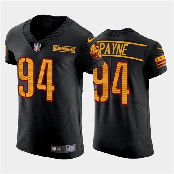 Men's Washington Commanders #94 Da'ron Payne Black Elite Stitched Jersey