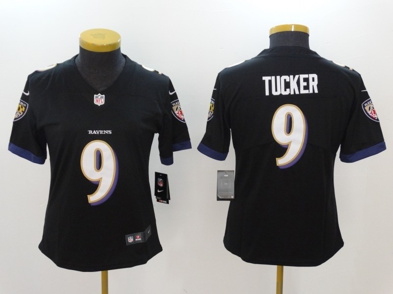 NFL Women Ravens Justin Tucker #9 black Jersey