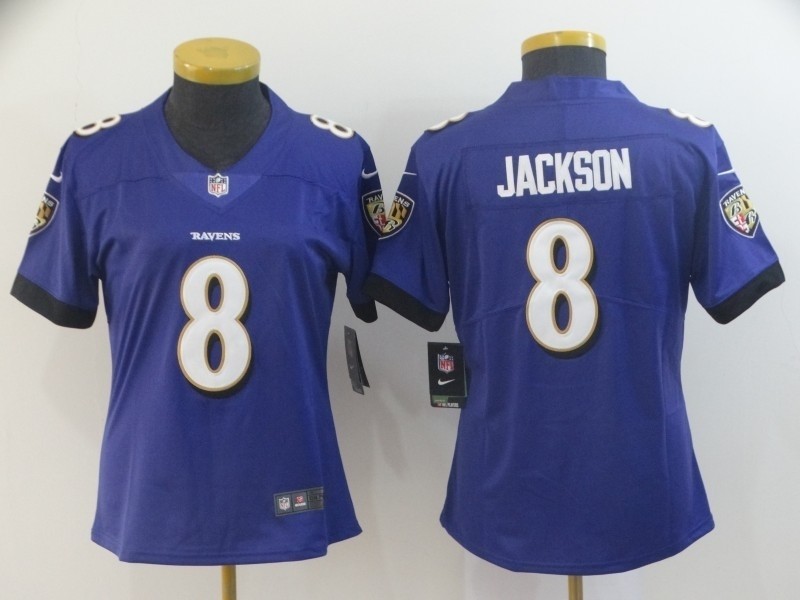 NFL Women Ravens Lamar Jackson #8 Purple Jersey