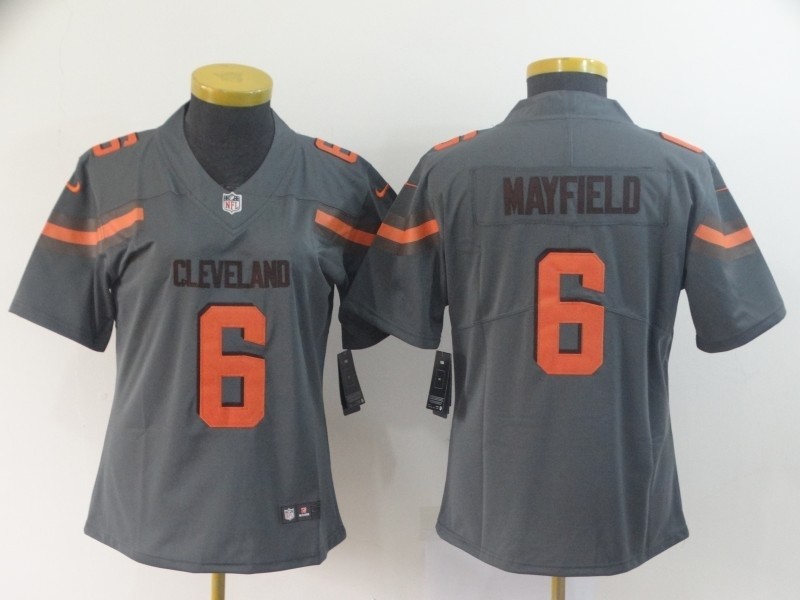 NFL Women Browns Baker Mayfield #6 Grey Inverted Legend Jersey