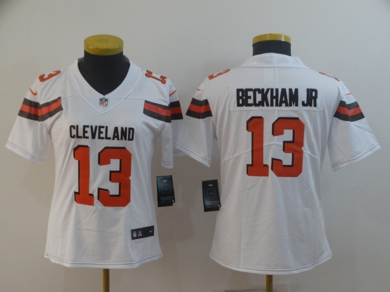 NFL Women Browns Beckham Jr #13 White jersey