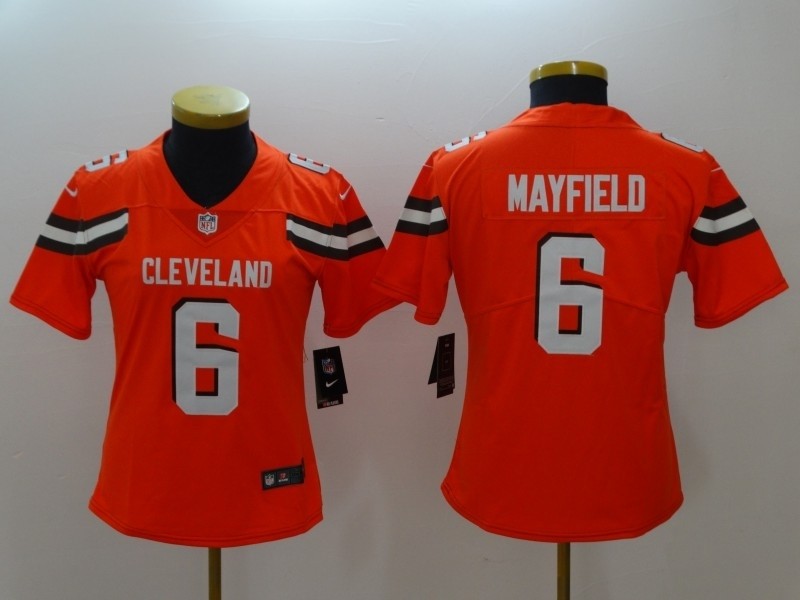 NFL Women Browns Baker Mayfield #6 Orange jersey