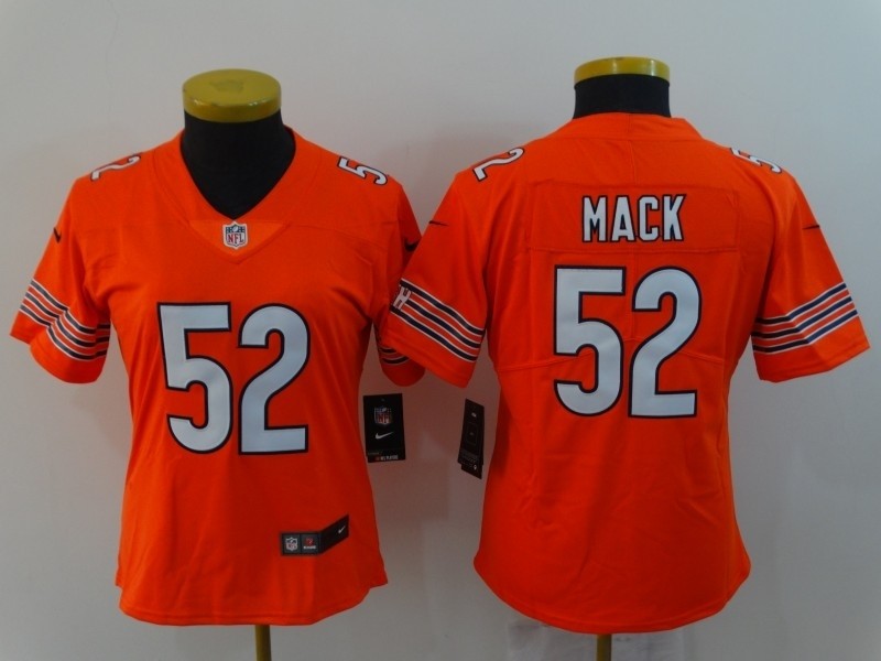 NFL Women Bears Khalil Mack #52 Orange Jersey