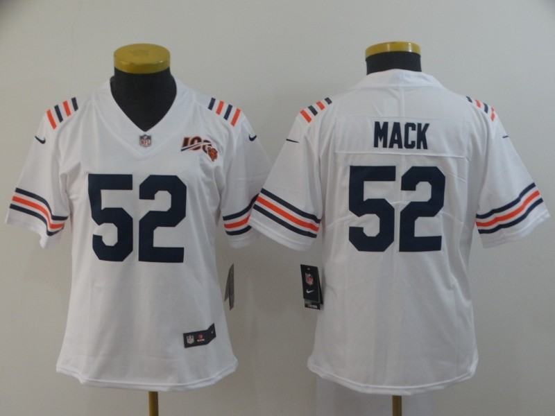 NFL Women Bears Khalil Mack #52 white 100th Jersey