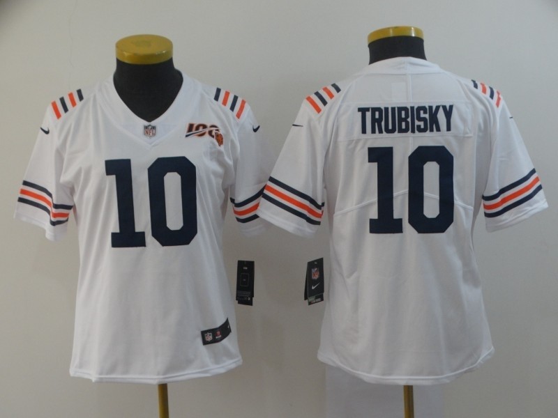 NFL Women Bears Truubisky #10 white 100th Jersey