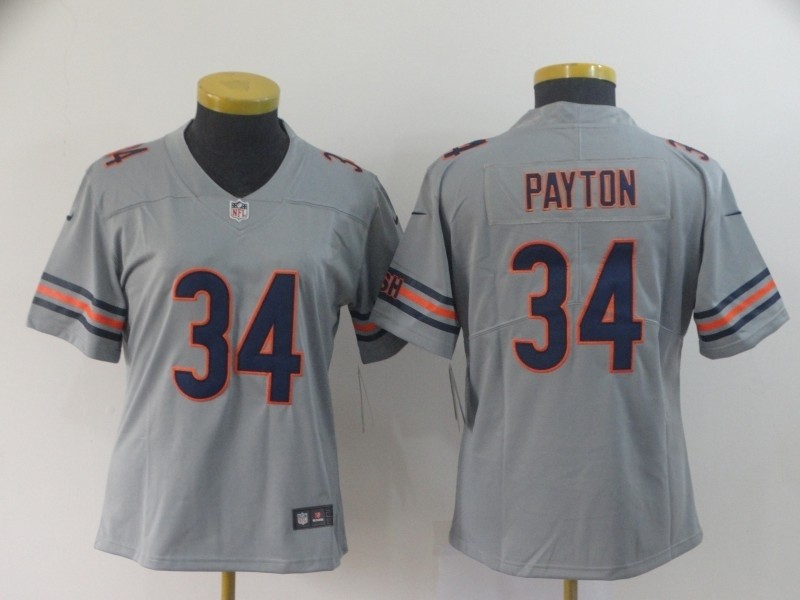 NFL Women Bears Walter Payton #34 grey Inverted Legend Jersey