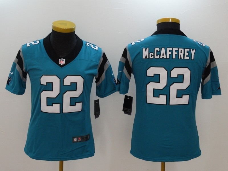 NFL Women Carolina Panthers McCaffrey #22 blue Jersey