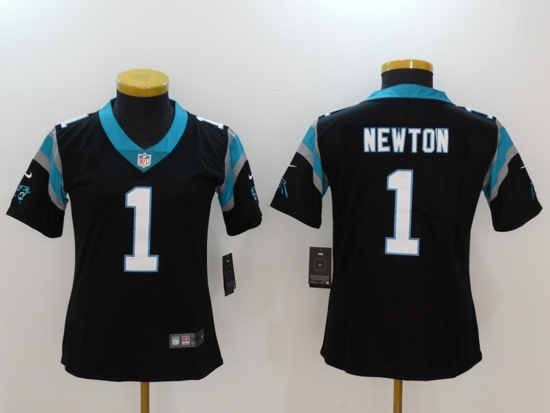 NFL Women Carolina Panthers Cam Newton #1 black Jersey