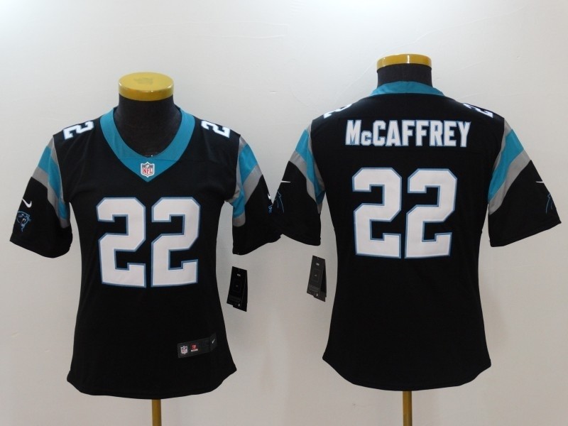 NFL Women Carolina Panthers McCaffrey #22 black Jersey