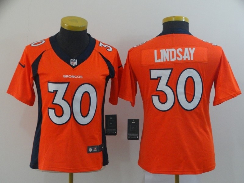 NFL Women Broncos Lindsay #30 Orange Jersey