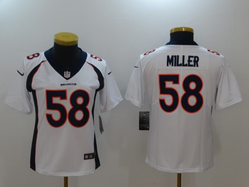 NFL Women Broncos Von Miller #58 White Jersey