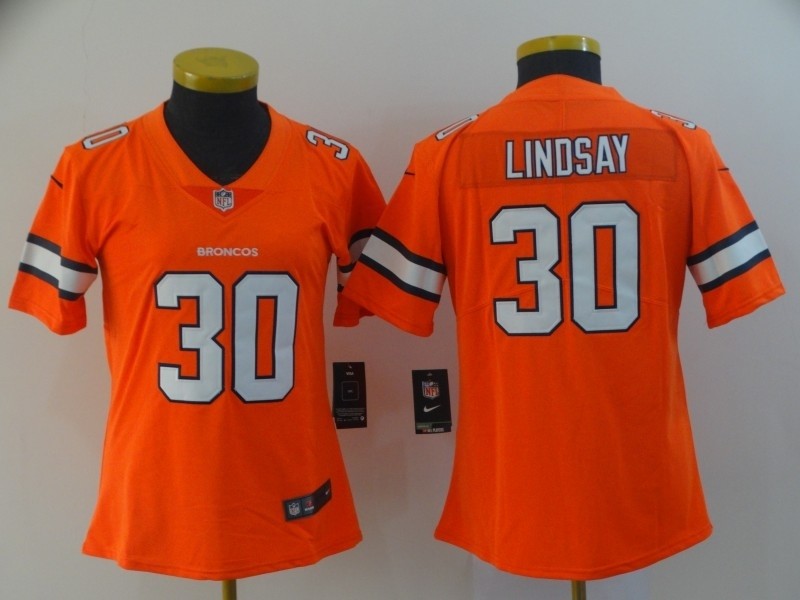 NFL Women Broncos Lindsay #30 orange Rush Limited Jersey