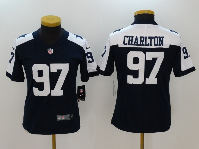 NFL Women Dallas Cowboys Charlton #97 blue Thanksgiving Jersey