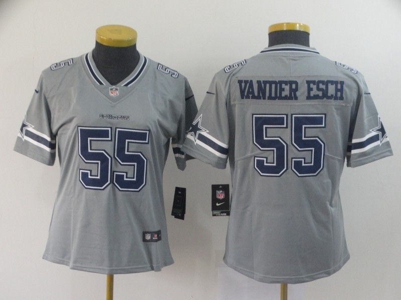 NFL Women Dallas Cowboys Vander Esch #55 Grey Inverted Legend Jersey