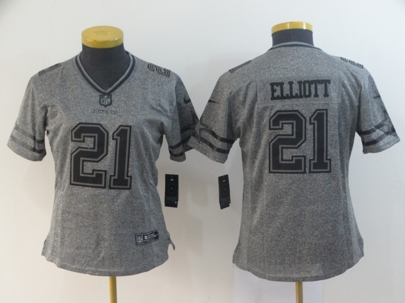 NFL Women Dallas Cowboys Ezekiel Elliott #21 Grey Inverted Legend Jersey