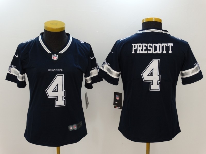 NFL Women Dallas Cowboys Dak Prescott #4 blue Jersey