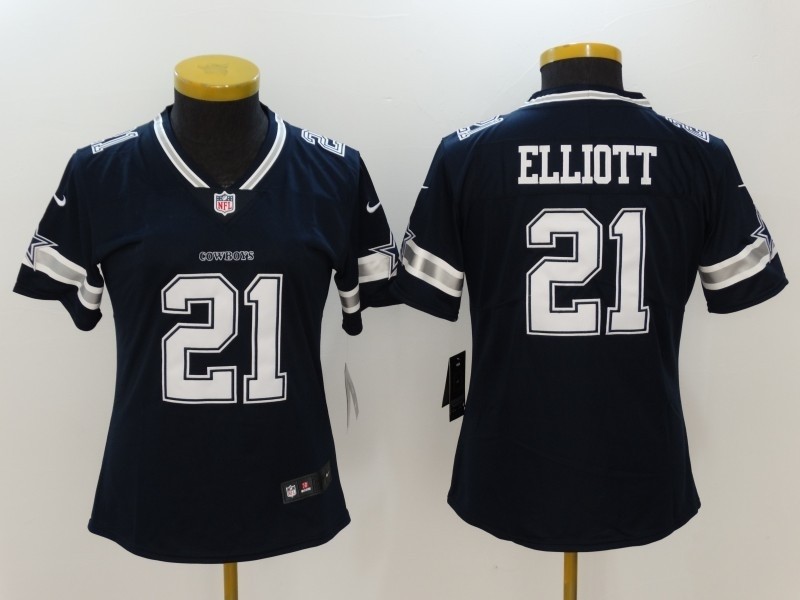 NFL Women Dallas Cowboys Ezekiel Elliott #21 blue Jersey