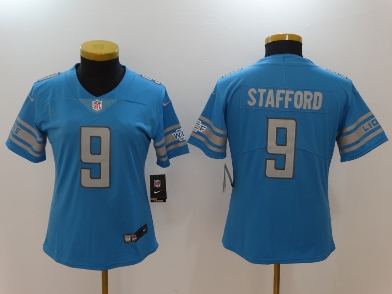 NFL Women Detroit Lions Stafford #9 sky blue Jersey