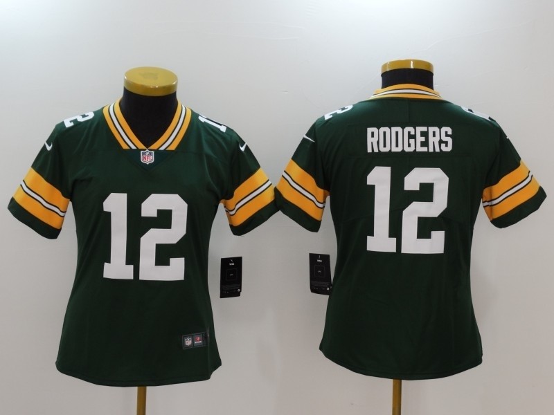 NFL Women Green Bay Packers Rodgers #12 green Jersey