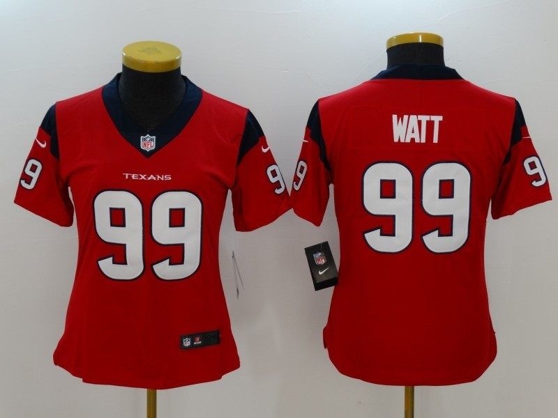 NFL Women Houston Texans J.J. Watt #99 Red Jersey