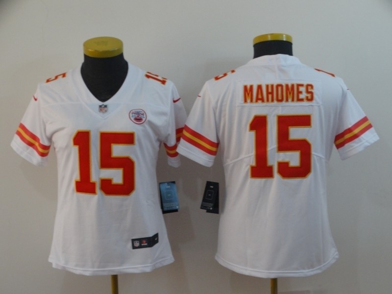 NFL Women Chiefs Mahomes #15 White Jersey