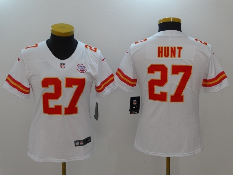 NFL Women Chiefs Kareem Hunt #27 White Jersey