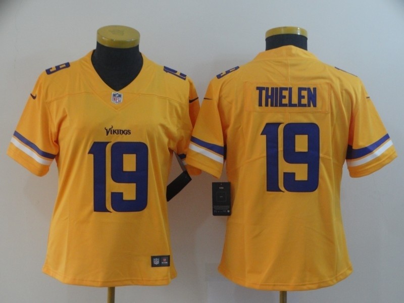 NFL Women Minnesota Vikings Adam Thielen #19 Gold Inverted Legend Jersey