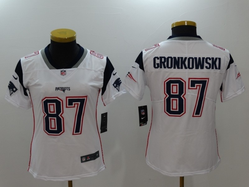 NFL Women New England Patriots Rob Gronkowski #87 white Jersey