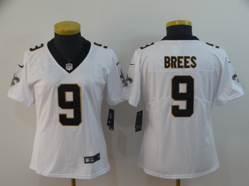 NFL Women New Orleans Saints Drew Brees #9 white Jersey