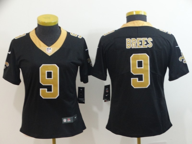 NFL Women New Orleans Saints Drew Brees #9 Black Jersey