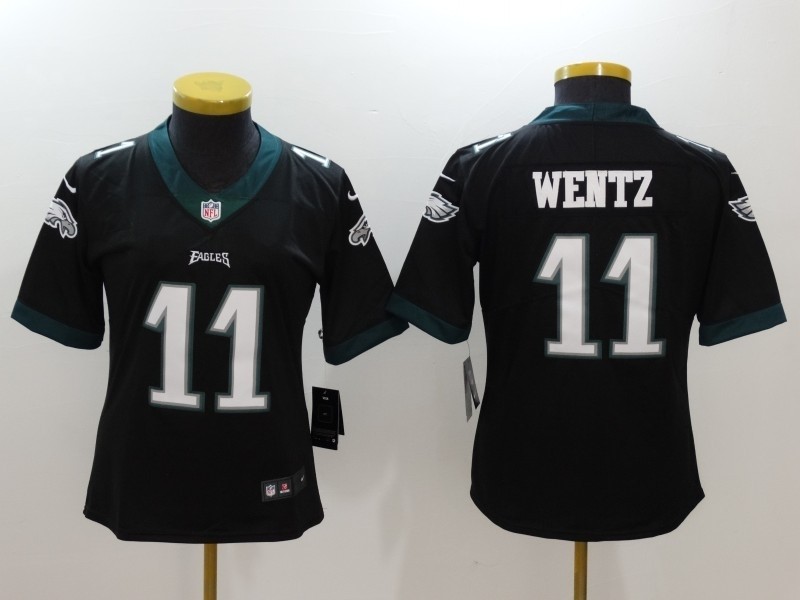 NFL Women Philadelphia Eagles Carson Wentz #11 Black Jersey