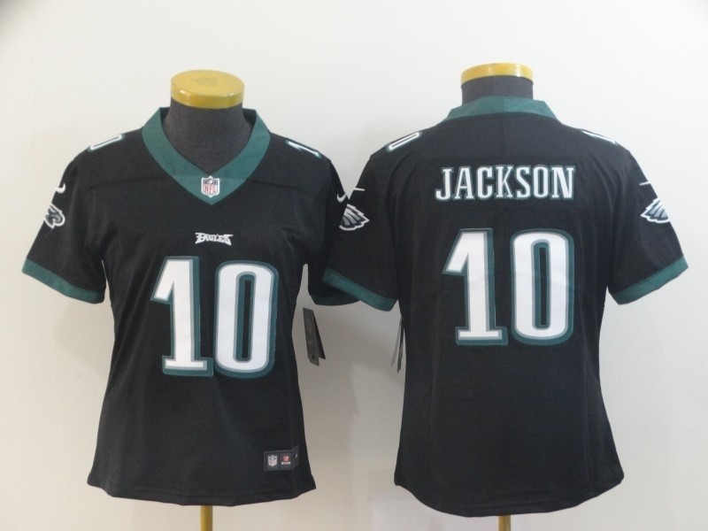 NFL Women Philadelphia Eagles Jackson #10 Black Jersey