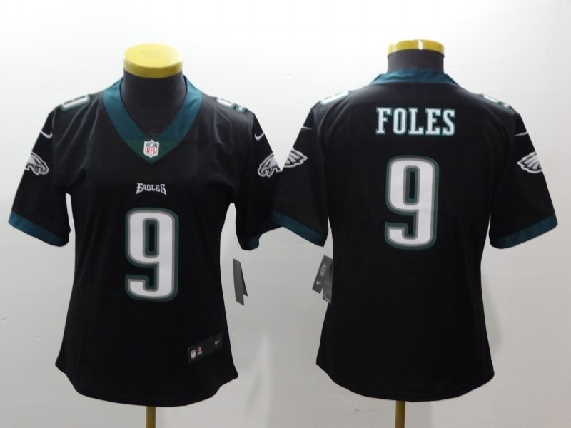 NFL Women Philadelphia Eagles Foles #9 Black Jersey