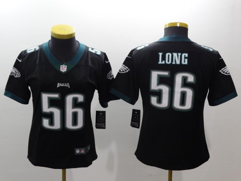 NFL Women Philadelphia Eagles Long #56 Black Jersey