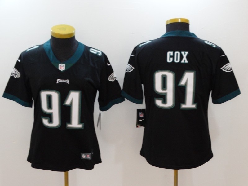 NFL Women Philadelphia Eagles Fletcher Cox #91 Black Jersey