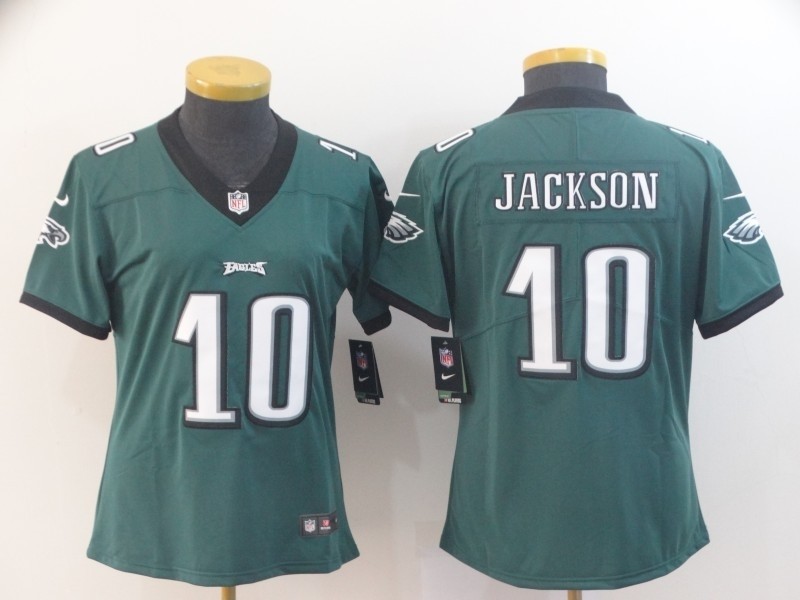 NFL Women Philadelphia Eagles Jackson #10 Green Jersey