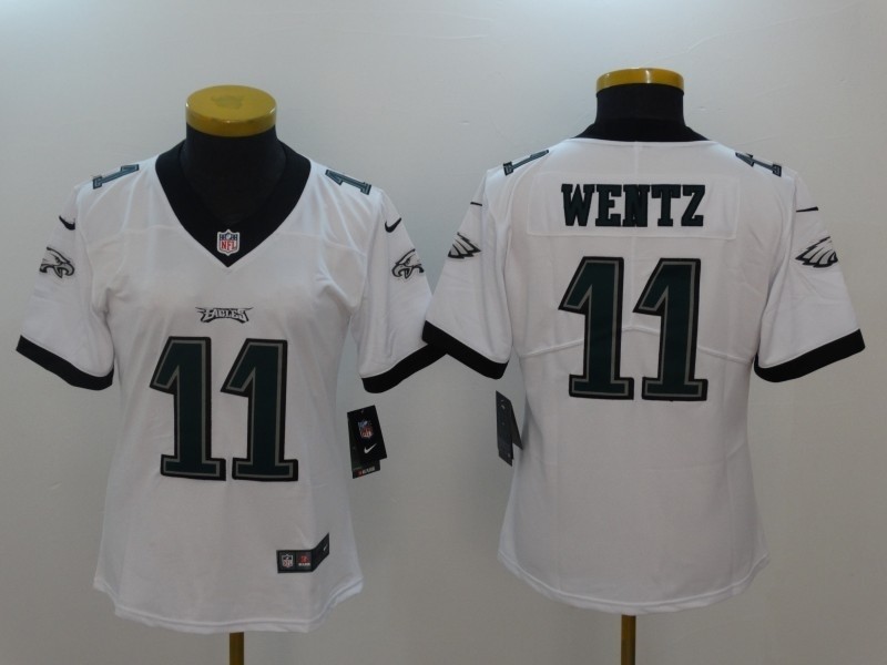 NFL Women Philadelphia Eagles Carson Wentz #11 White Jersey