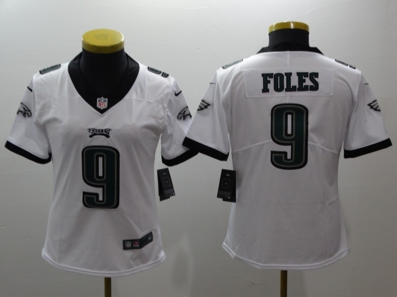 NFL Women Philadelphia Eagles Foles #9 White Jersey