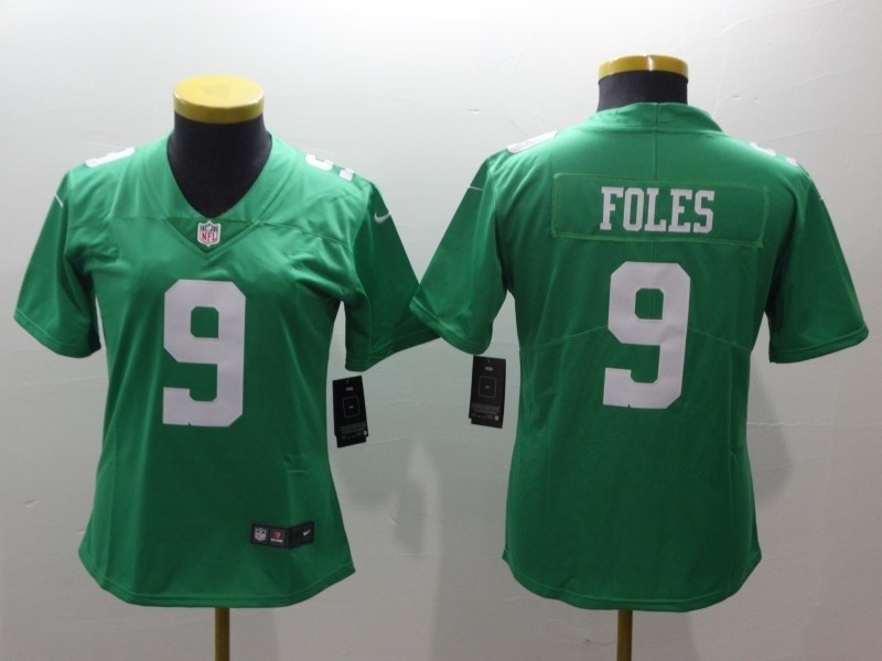 NFL Women Philadelphia Eagles Foles #9 Light Green Jersey