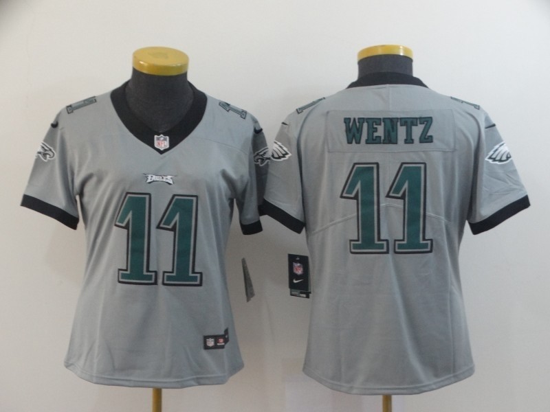 NFL Women Philadelphia Eagles Carson Wentz #11 grey Inverted Legend Jersey