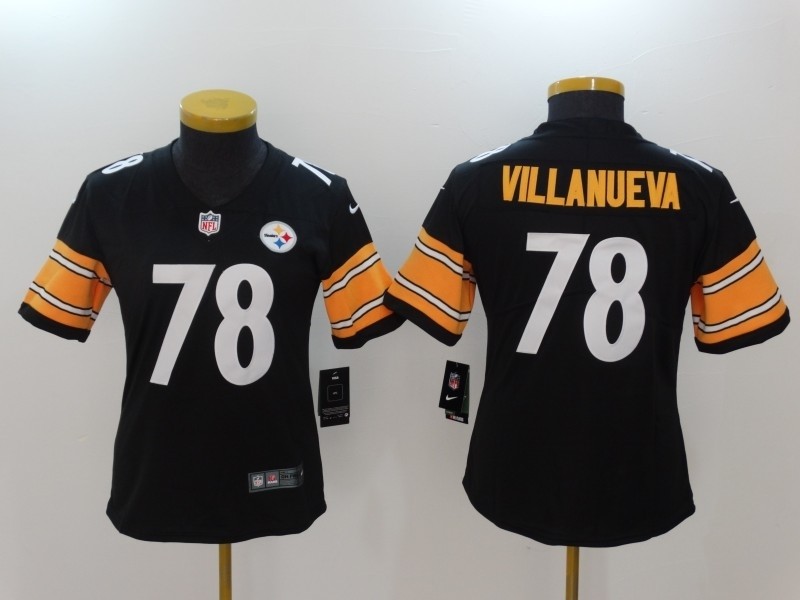 NFL Women Pittsburgh Steelers Villanueva #78 black Jersey