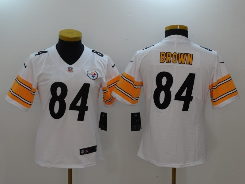 NFL Women Pittsburgh Steelers Antonio Brown #84 White Jersey