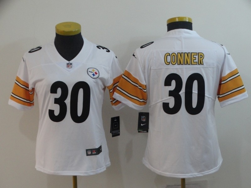 NFL Women Pittsburgh Steelers Conner #30 White Jersey