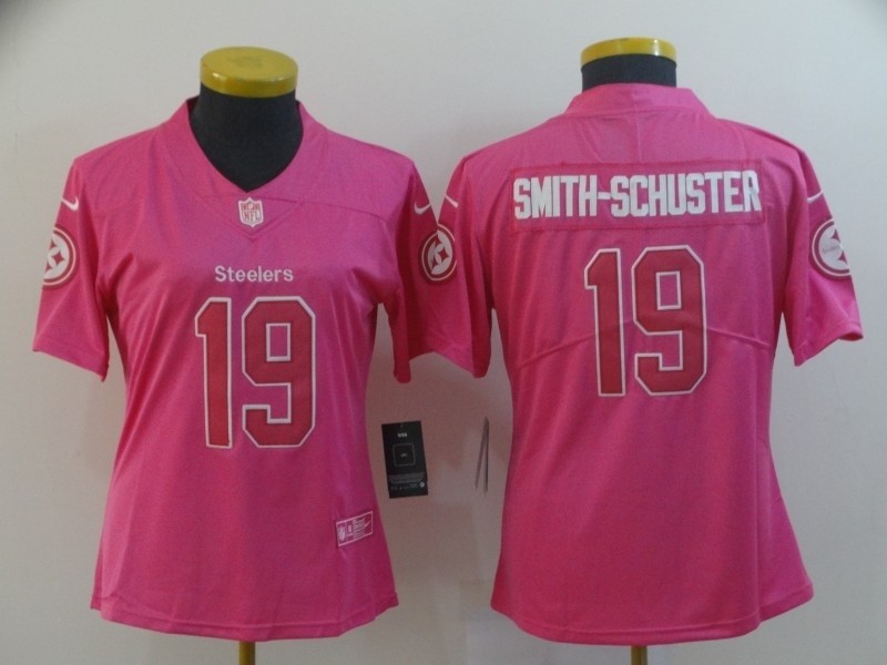 NFL Women Pittsburgh Steelers Smith-Schuster #19 Pink Jersey